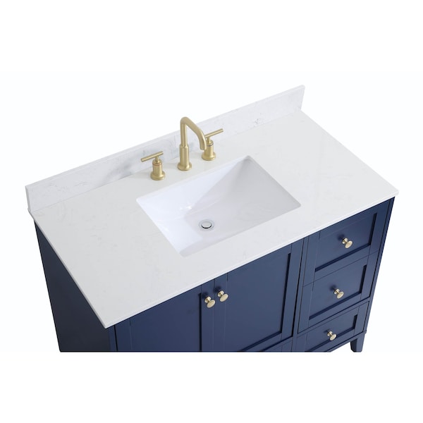 42 Inch Single Bathroom Vanity In Blue With Backsplash